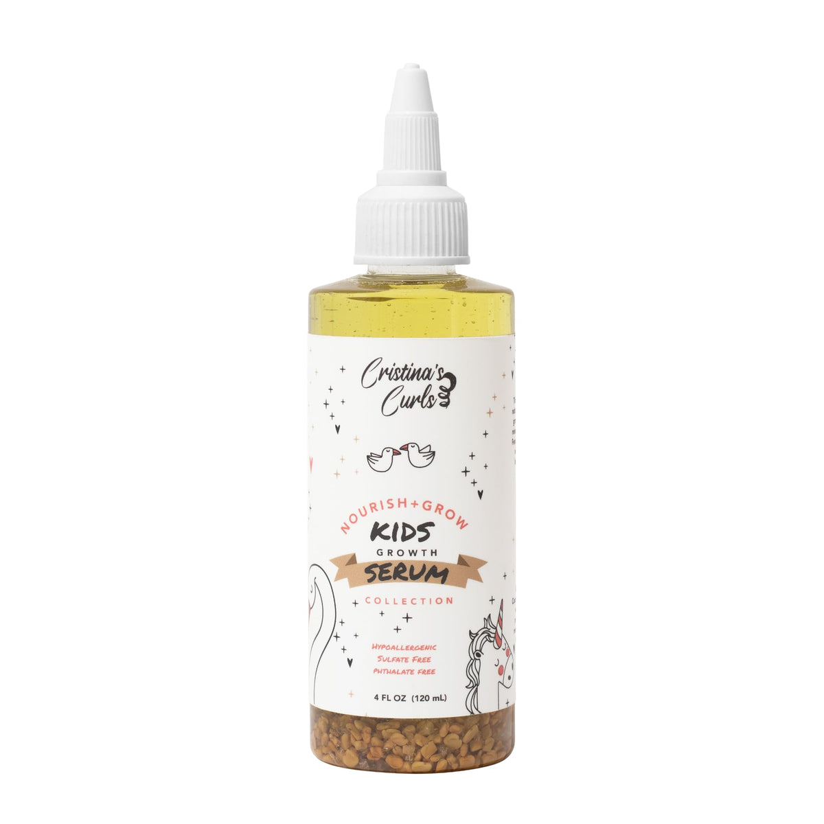Cristina's Curls bottle front view showing clean packaging and child-friendly design benefit