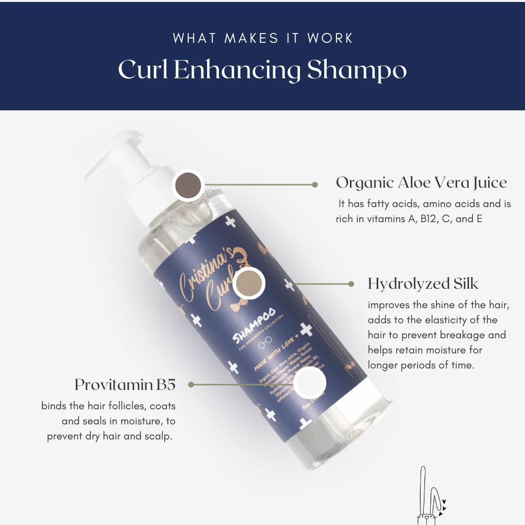 Cristina's Curls shampoo texture close-up highlighting a gentle, hydrating formula for kids' curls