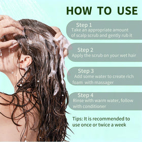 Criszenv lifestyle shower setting with scrub and massager conveying an easy at-home scalp treatment