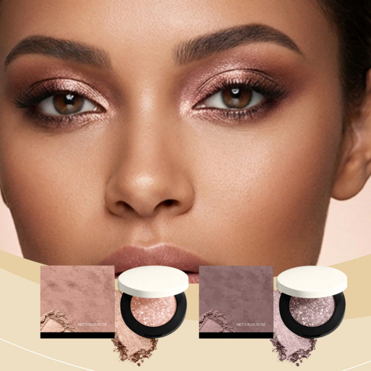 CRIVERY duo applied on model eye showing sculpted, crease-resistant shimmer