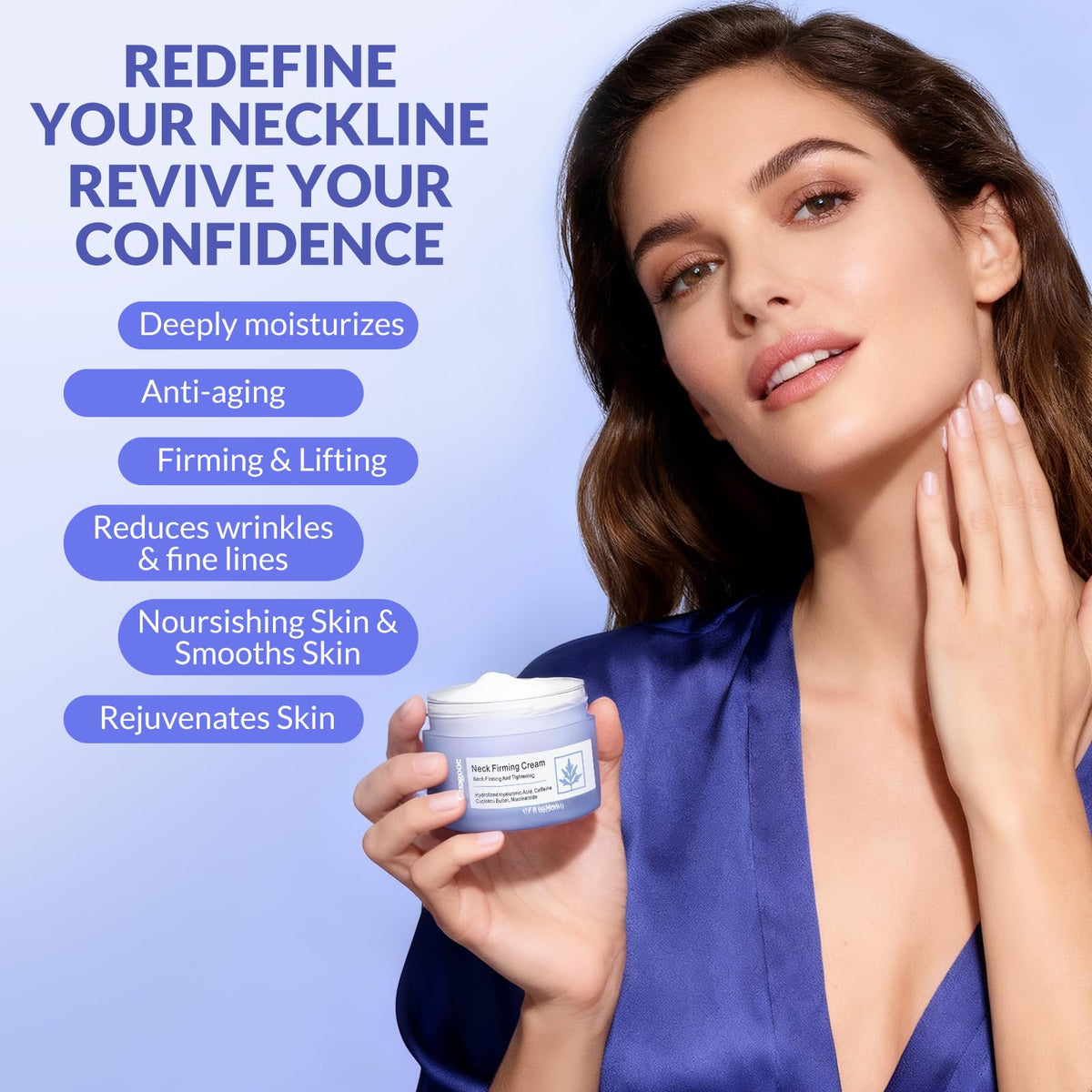 Crogooe cream on fingertips applying to neck demonstrating easy absorption