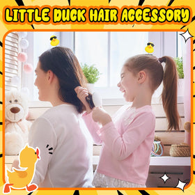 Croknit duck clip secured in hair demonstrating reliable hold and cute accent