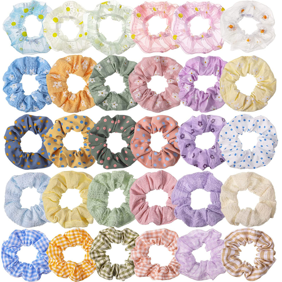 Crowye front packaging of 30 scrunchies showing assortment and value