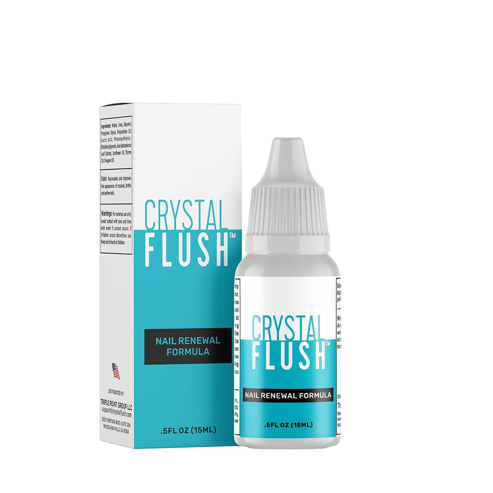 CRYSTAL FLUSH front packaging showing bottle and label, clear product identification and trust.