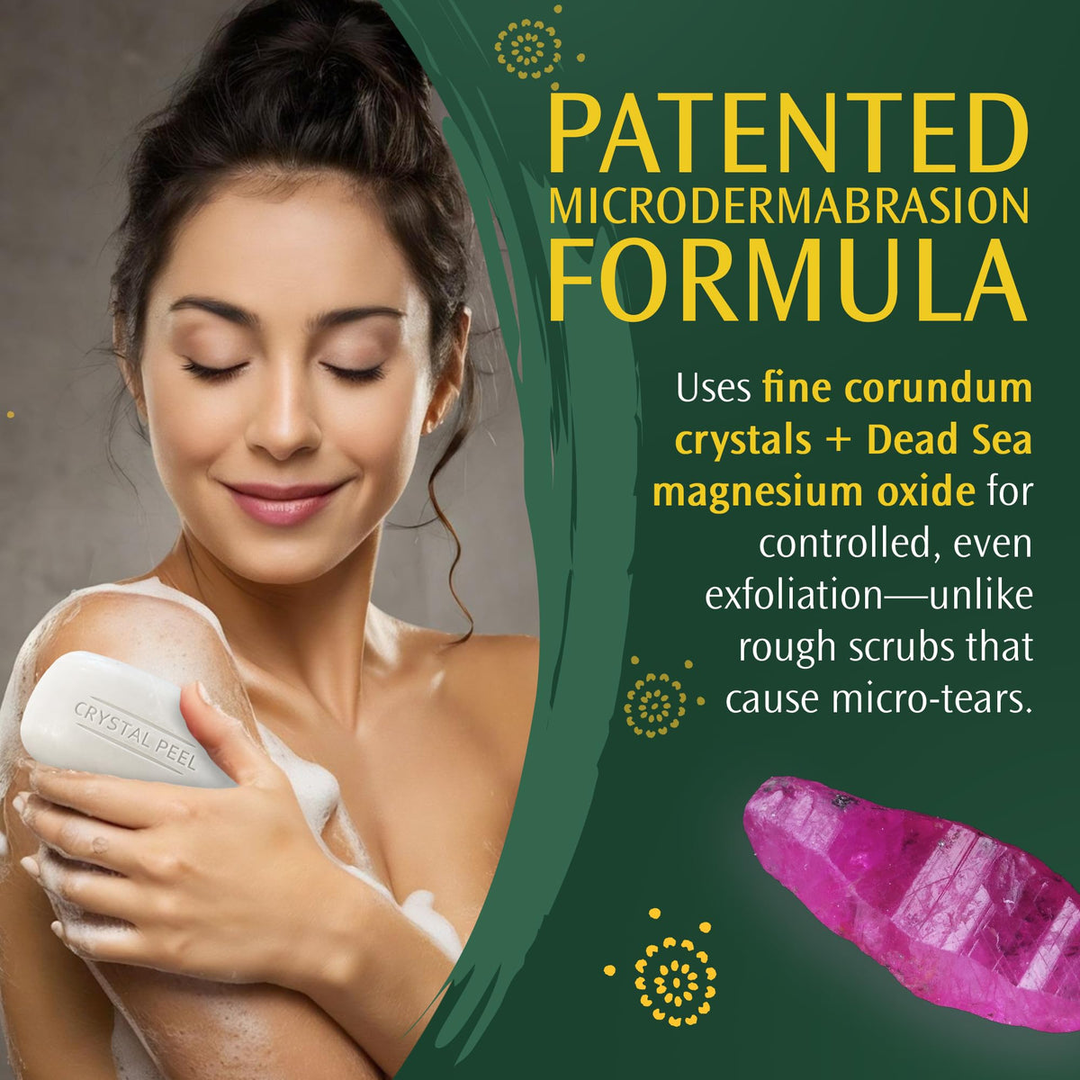 Crystalon Crystal Peel lather with lemongrass and moisturizing ingredient focus
