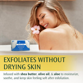 Crystalon Crystal Peel being used on leg in shower to smooth rough skin