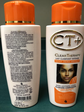 CT+ Clear Therapy bottle next to hand for size comparison and travel-friendly use