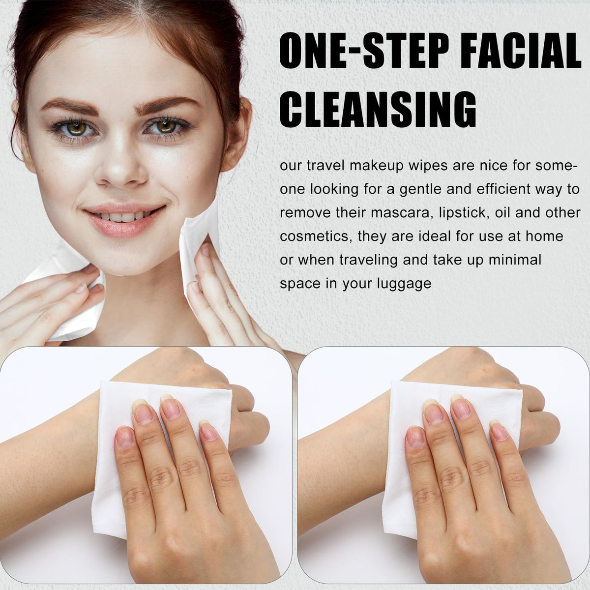 Ctosree wipe removing mascara demonstrating effective makeup cleanup