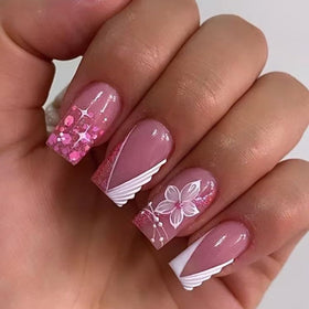 CTTHNBD close-up of floral French tip detail highlighting design