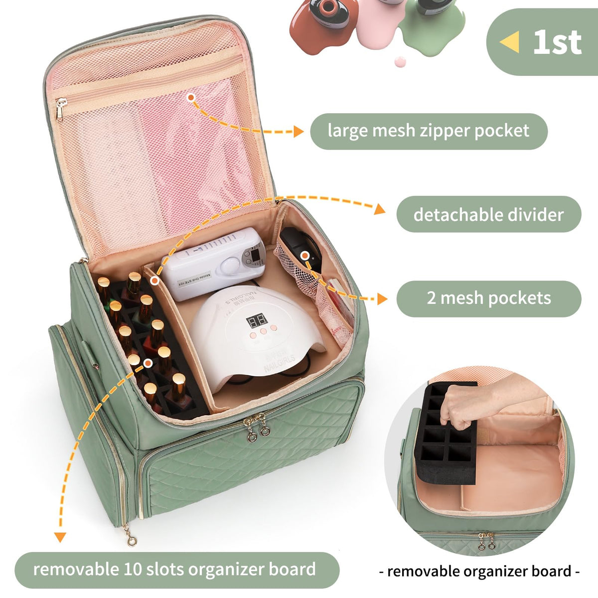 CUBETASTIC close-up of sponge slots showing secure bottle protection during travel