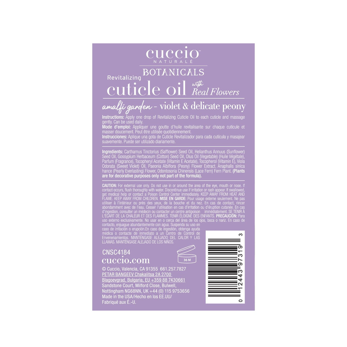 63ml Cuccio bottle with box displayed for size reference and gift-ready presentation