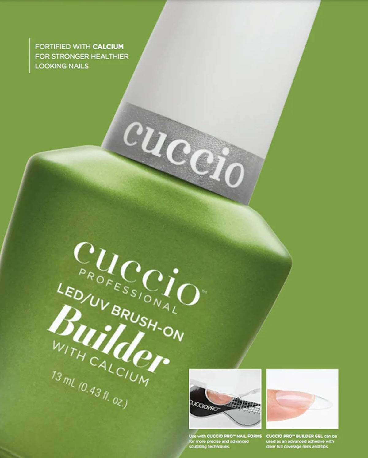 Cuccio Brush-On Builder front bottle highlighting calcium enrichment benefit