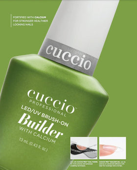 Cuccio Brush-On Builder front bottle highlighting calcium enrichment benefit