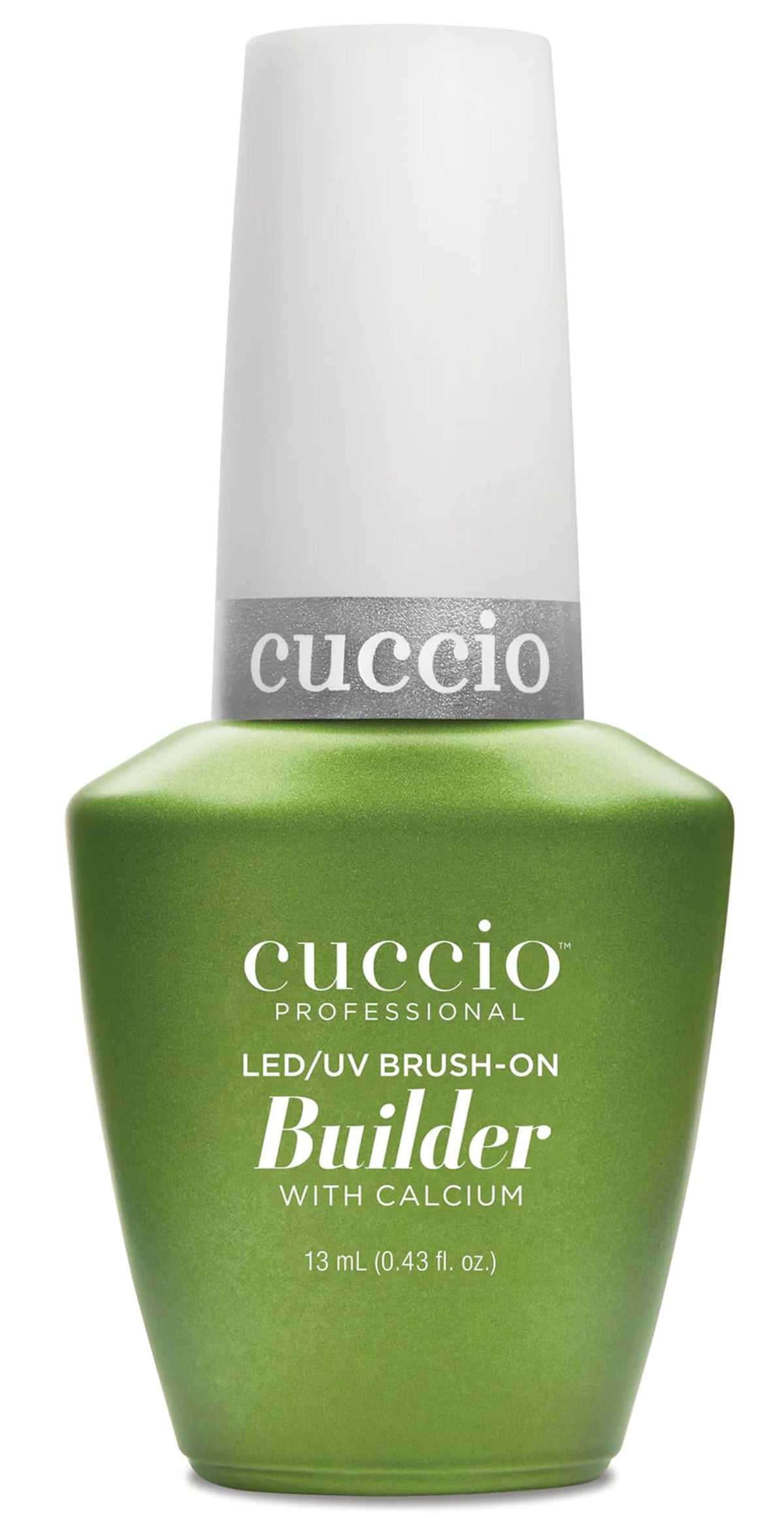 Cuccio clear builder gel bottle front view showing packaging and easy brush-on benefit
