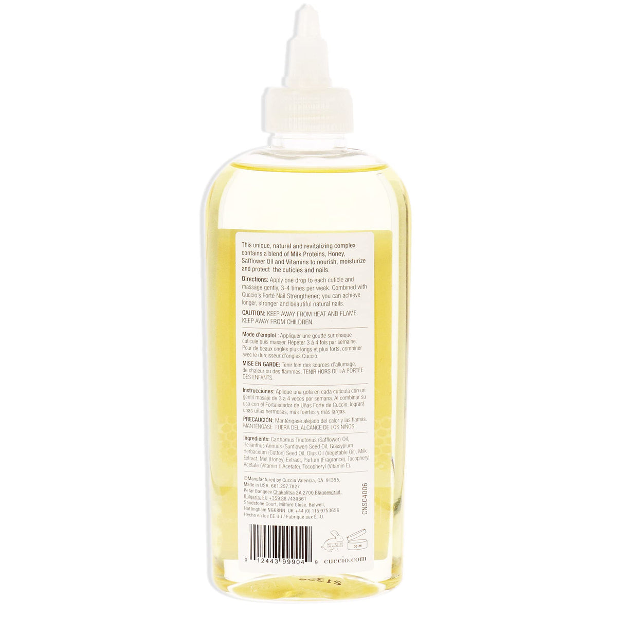 Cuccio close-up of oil applied to cuticle demonstrating hydration benefit