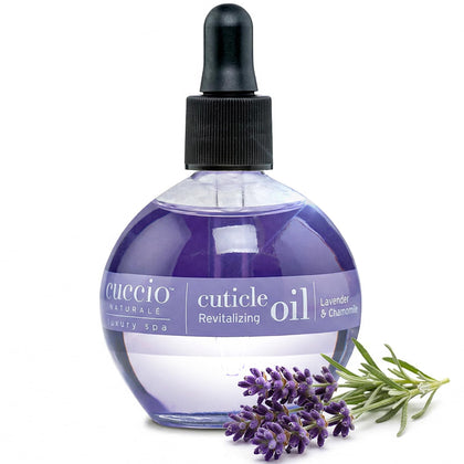 Cuccio front bottle showing lavender chamomile scent and moisturizing benefit