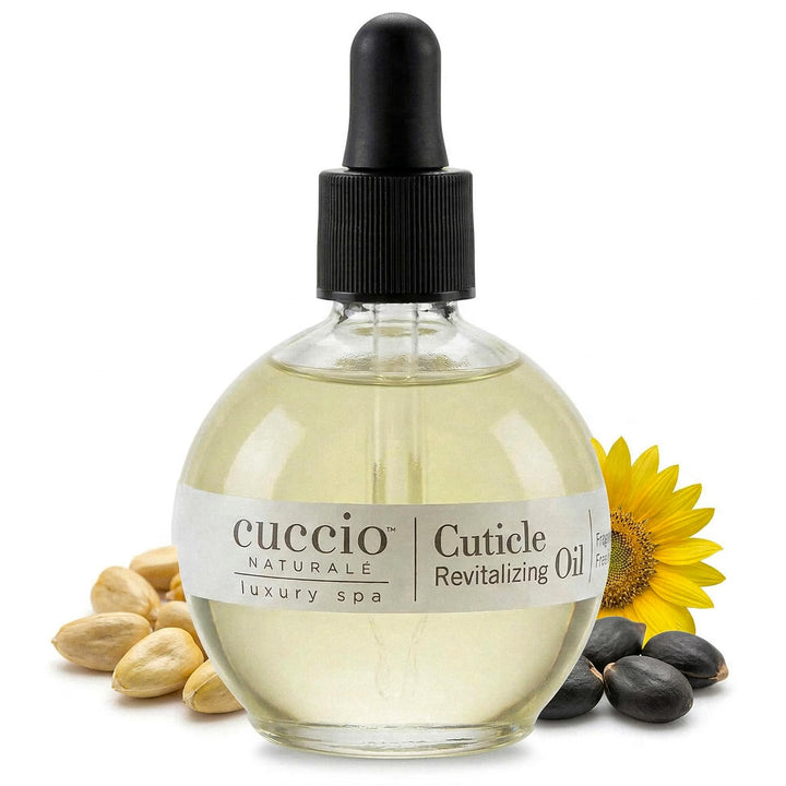 Cuccio front bottle showing fragrance-free label and sleek design benefit: easy at-home care