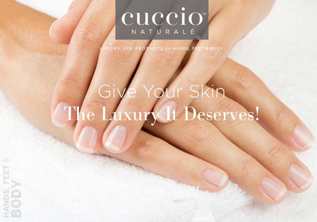 Cuccio ingredients label detail highlighting safflower oil and vitamin E benefit