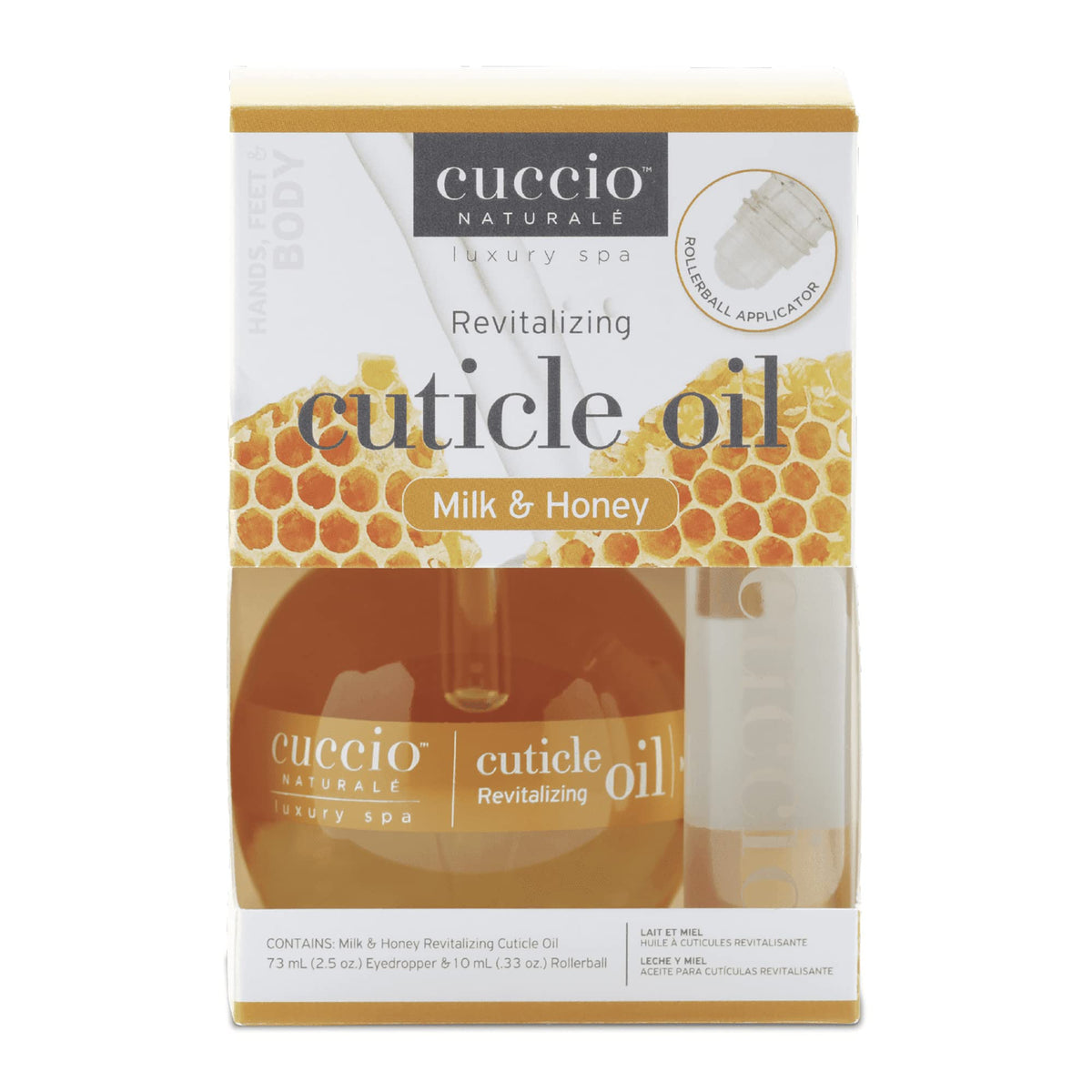Cuccio label close-up listing Vitamin C, Wheat Germ, and paraben-free benefits