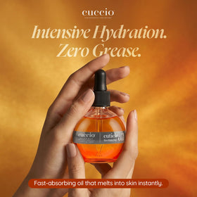 Cuccio displayed on bathroom vanity for at-home spa use and easy access