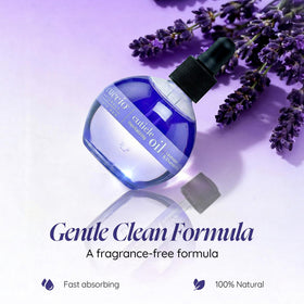 Cuccio bottle on spa towel evoking calming scent and at-home treatment benefit