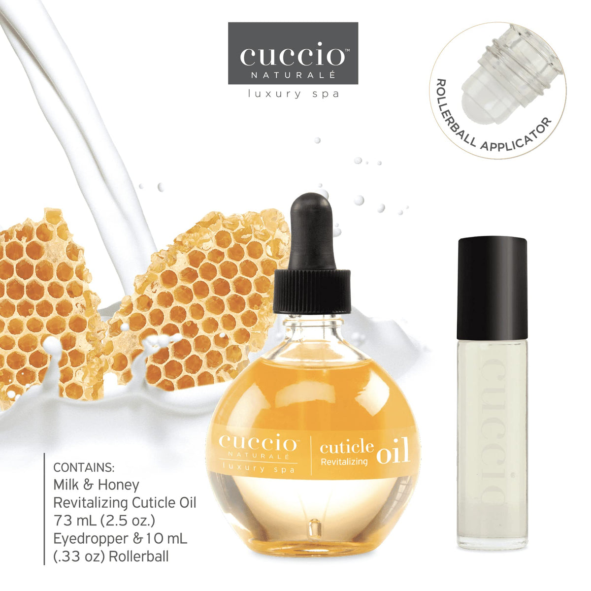 Cuccio oil texture on skin highlighting quick absorption and non-greasy finish