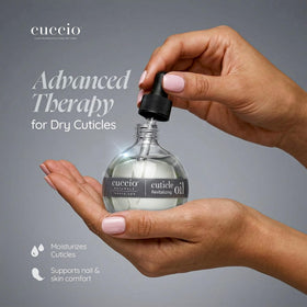 Cuccio dropper applying a single drop to cuticle for quick absorption