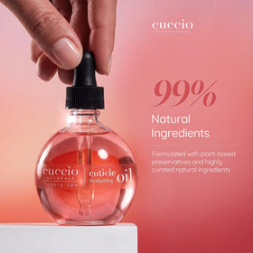 Cuccio close-up texture of oil on skin, highlighting non-greasy finish