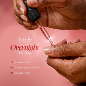 Cuccio label detail with ingredients list, showcasing paraben-free formula