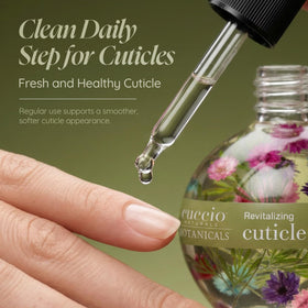 Cuccio Tuscan Garden bottle in hand showing 2.1 oz scale and portability