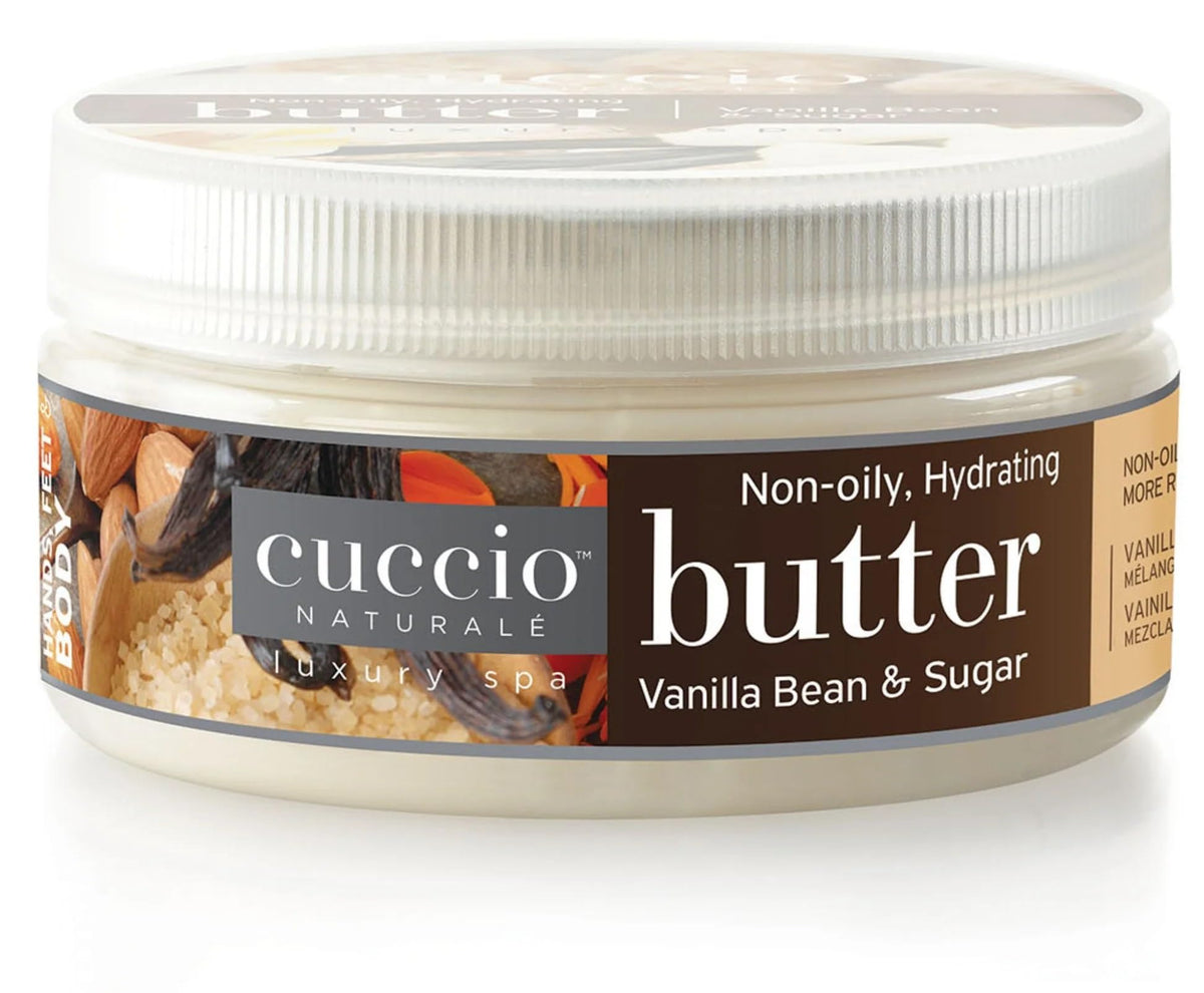 Cuccio front jar view showing label and creamy butter benefit