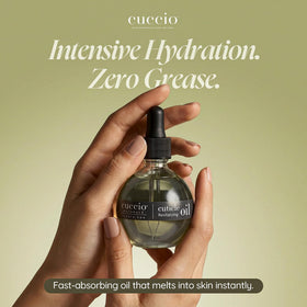 Cuccio being massaged into cuticles to show strengthened nails and renewed moisture