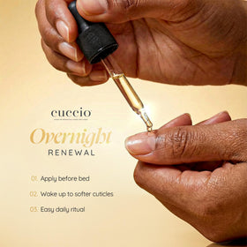 Cuccio applied to cuticles with massage showing hydration and softened skin