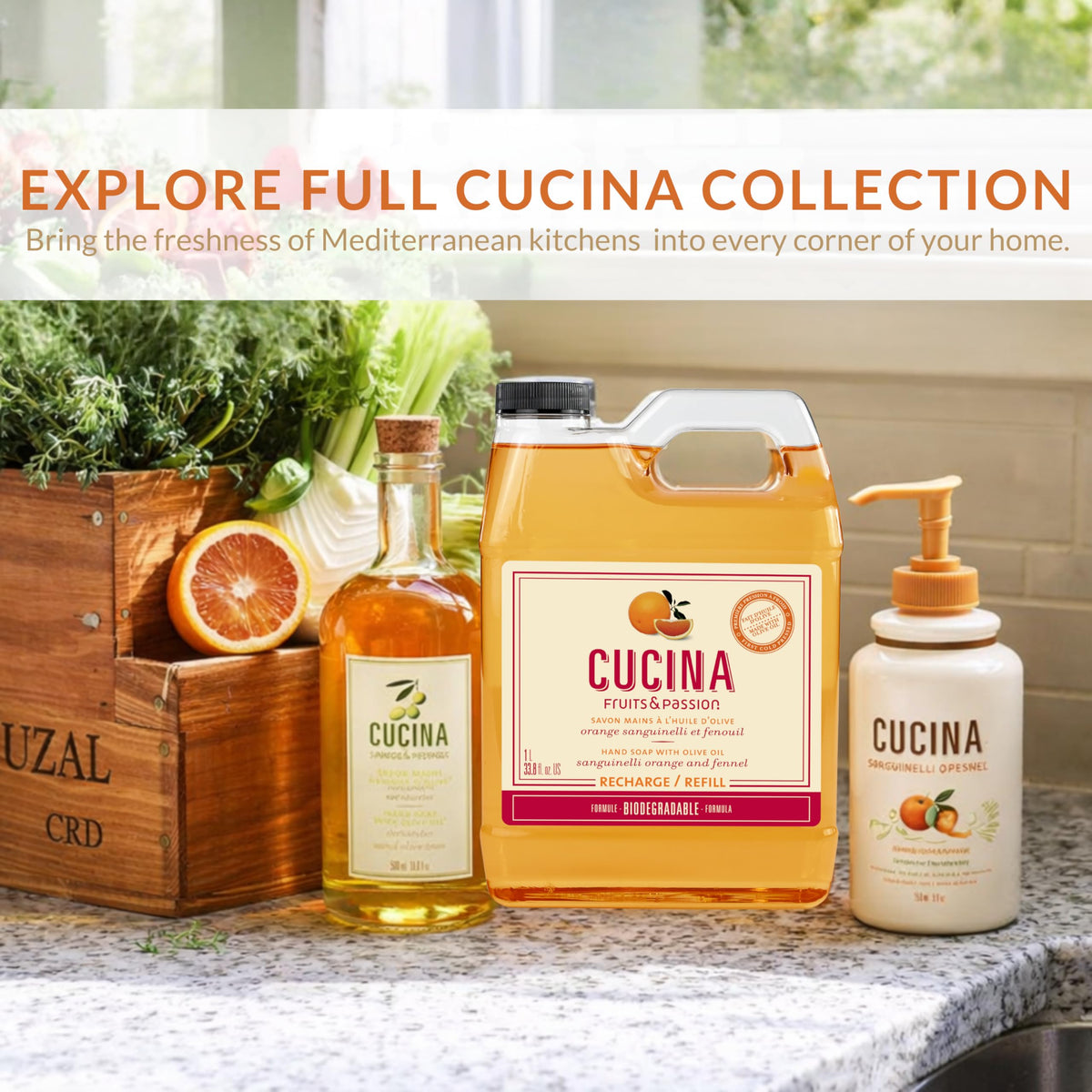 Cucina in-use in kitchen setting providing hygienic and aromatic benefit
