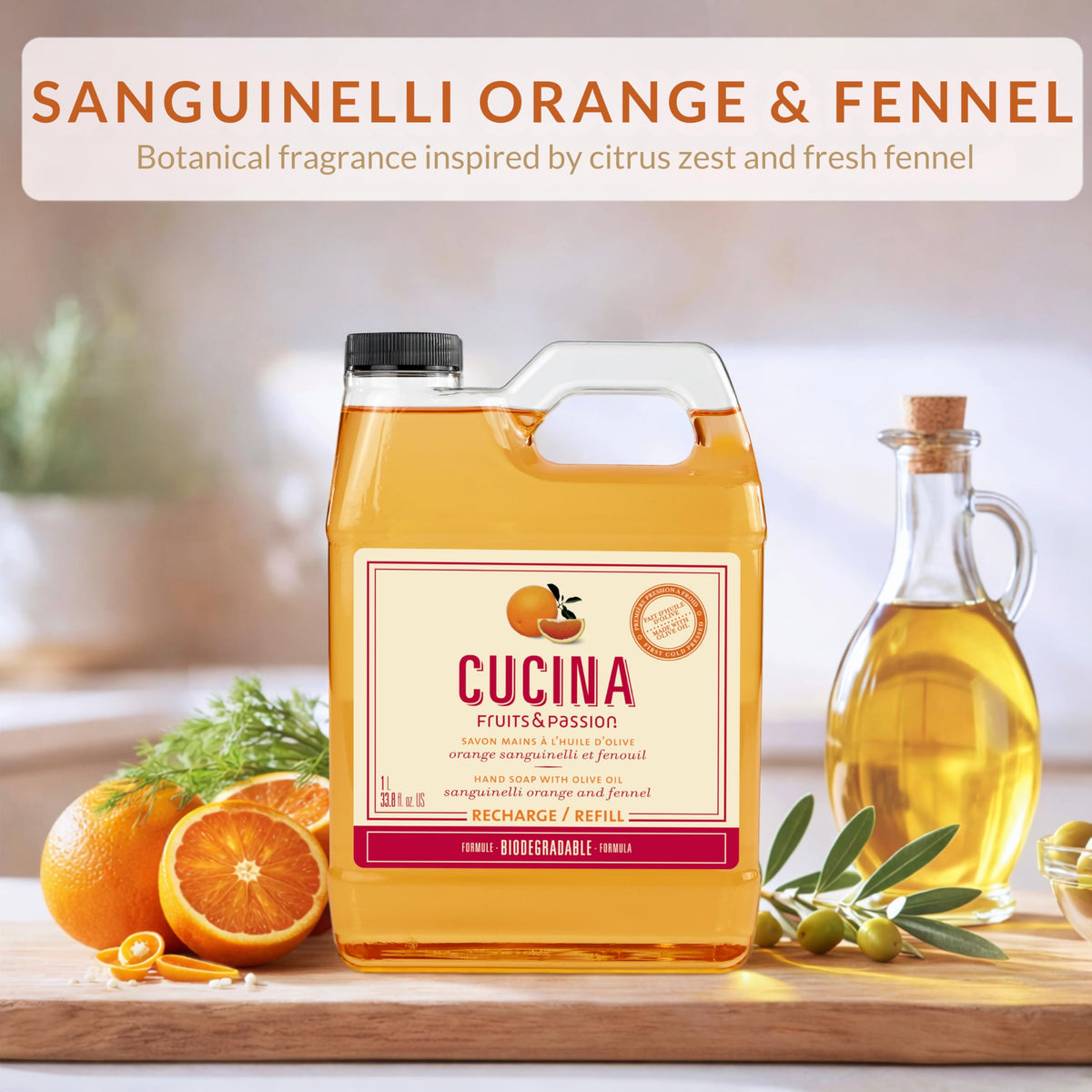 Cucina close-up of olive oil enriched texture highlighting moisturizing benefit