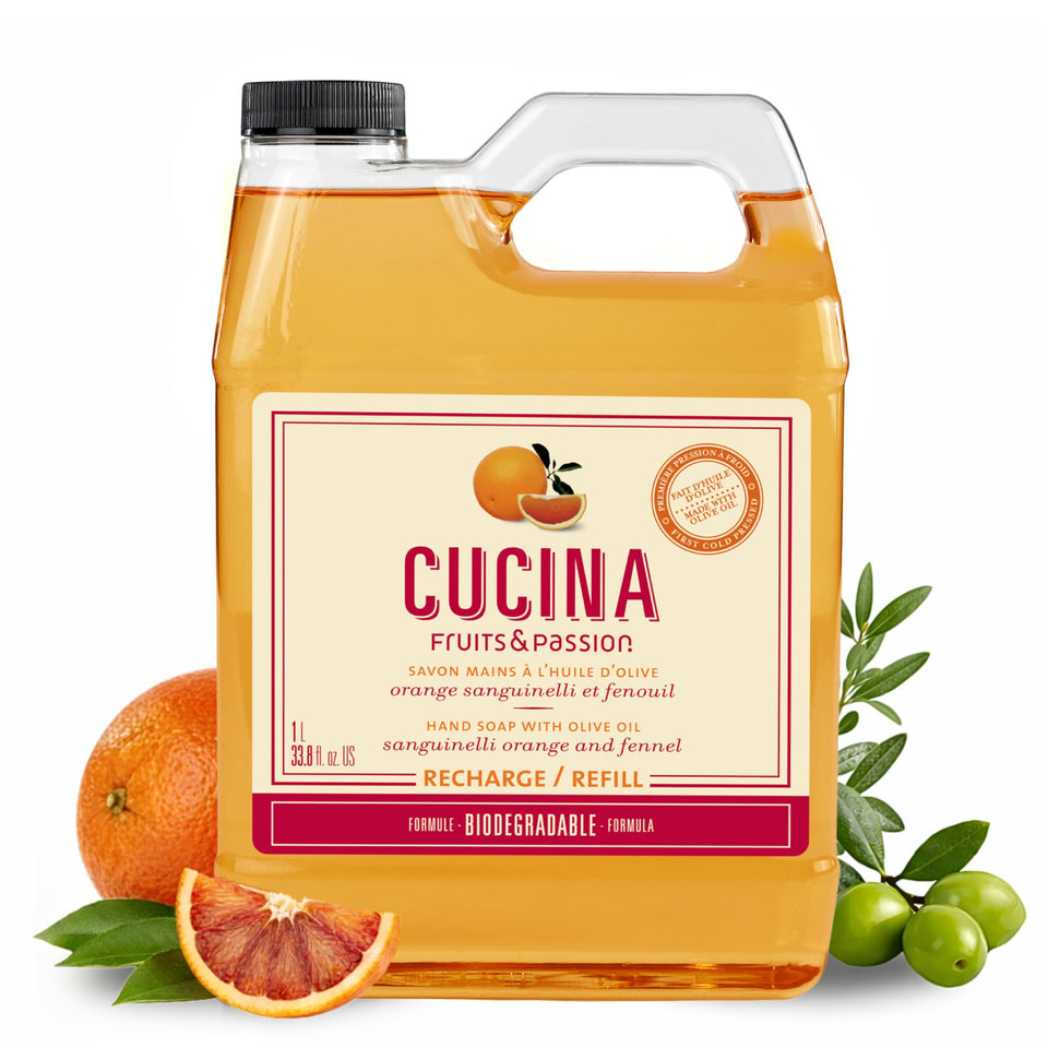 Cucina front packaging showing bottle and product name with clear refill benefit