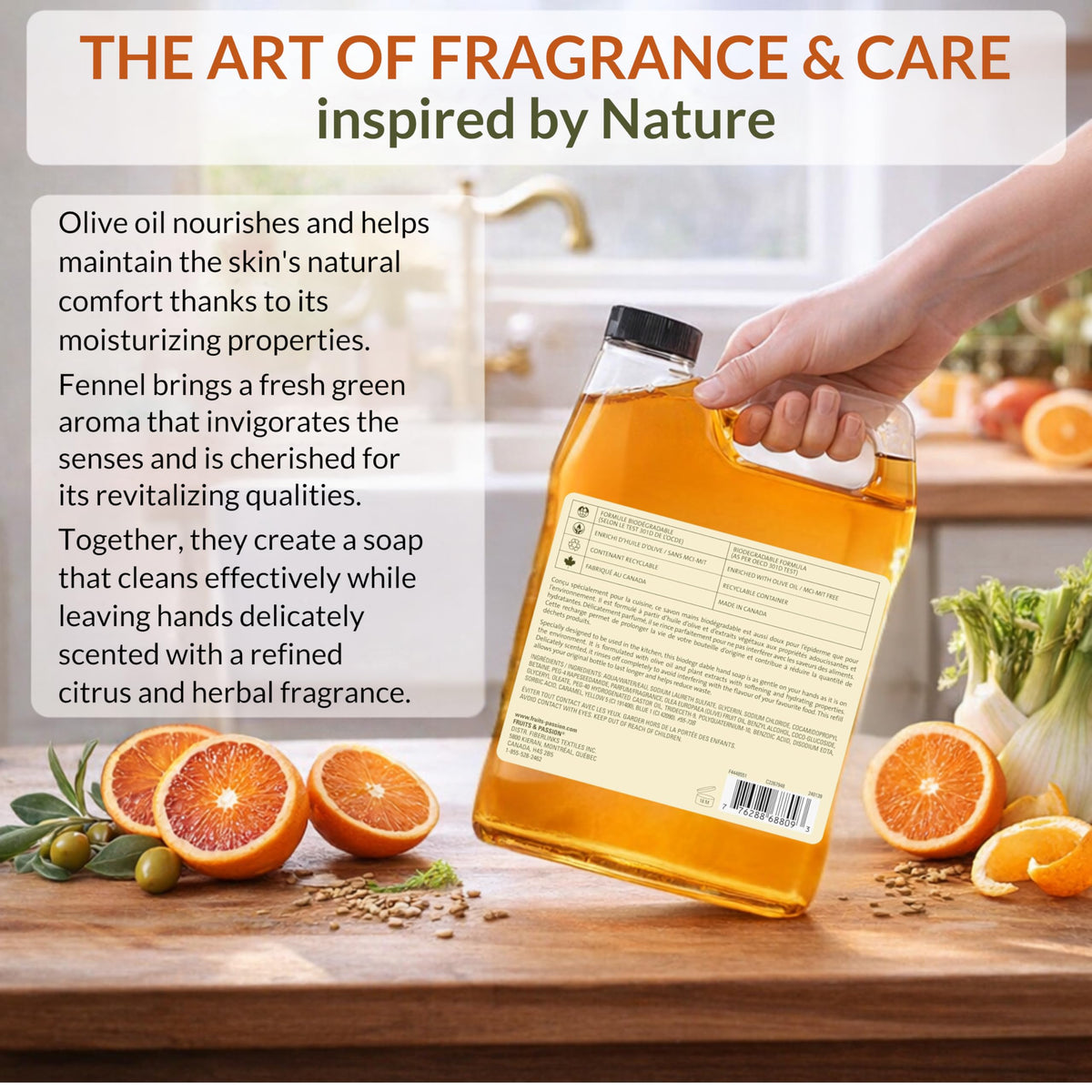 Cucina 1 L bottle next to common household item showing volume advantage