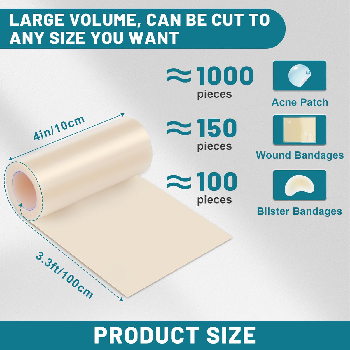CUKWUYBY unrolled dressing demonstrating flexible continuous strip