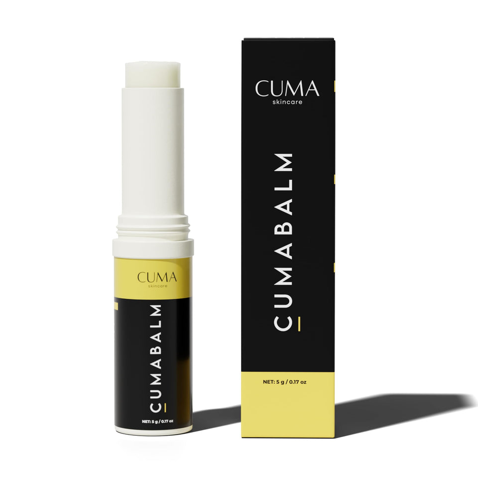 CUMA CumaBalm front packaging showing sleek jar and label, communicates clean formula