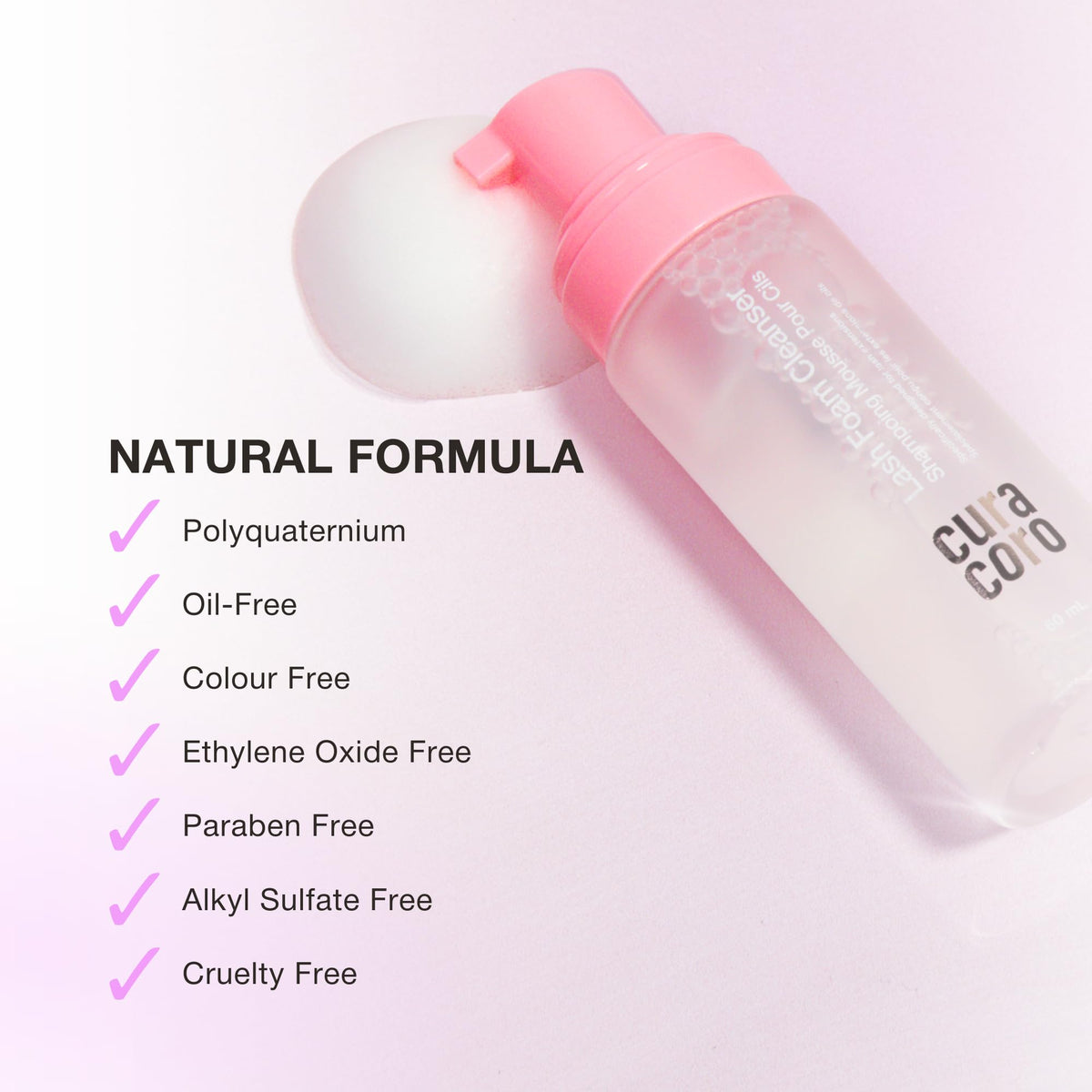 CURACORO bottle label detail highlighting unscented formula for sensitive skin