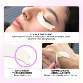 CURACORO pad in use under eye during lash extension for protection