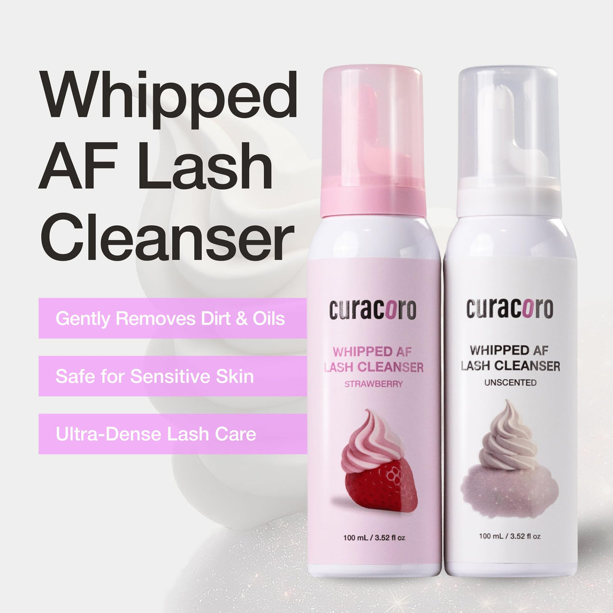 CURACORO pump close-up illustrating shake-and-release foam dispensing convenience