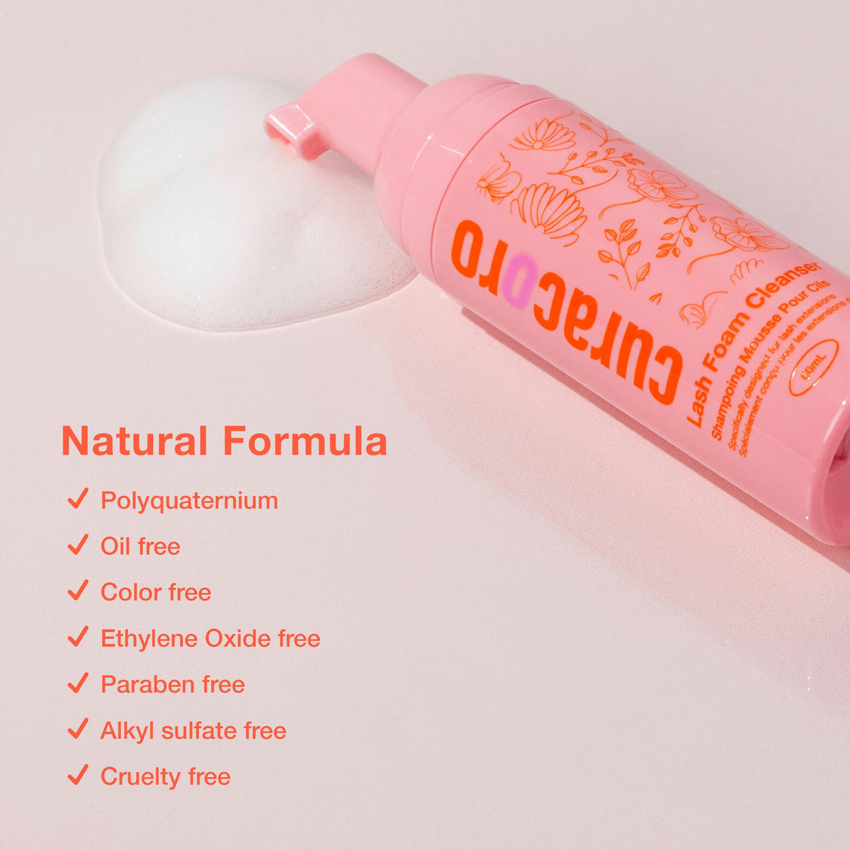 CURACORO size comparison 60ml bottle held to show travel convenience