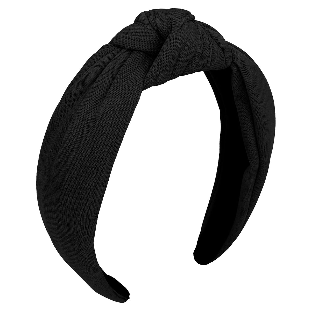 CURASA front view of black knotted headband showing shape and style
