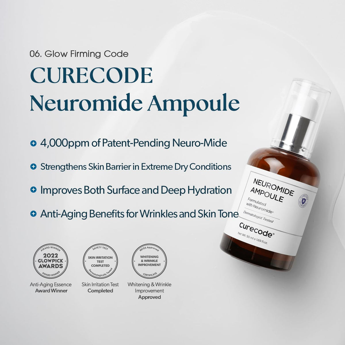 CURECODE ampoule dropper dispensing serum for precise application and reduced waste