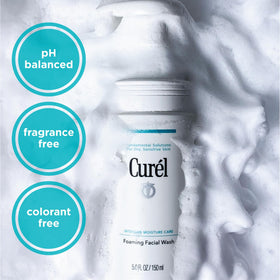 Curel bottle back label with ingredients and pH-balanced formulation