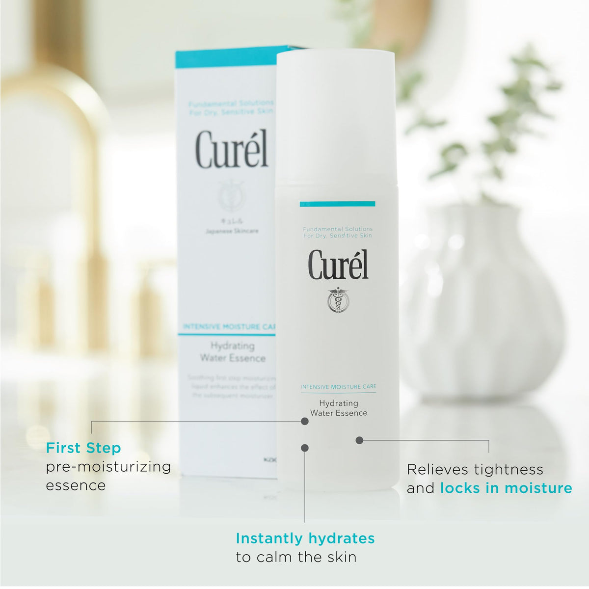 Curel bottle label details highlighting ingredient-free claims for sensitive skin