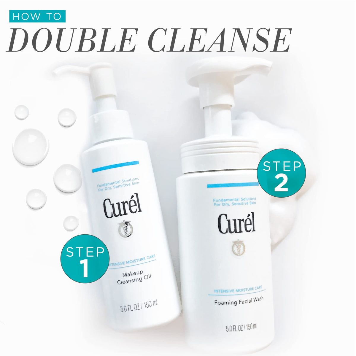 Curel cleansing oil ingredients label close-up, highlights fragrance-free formulation