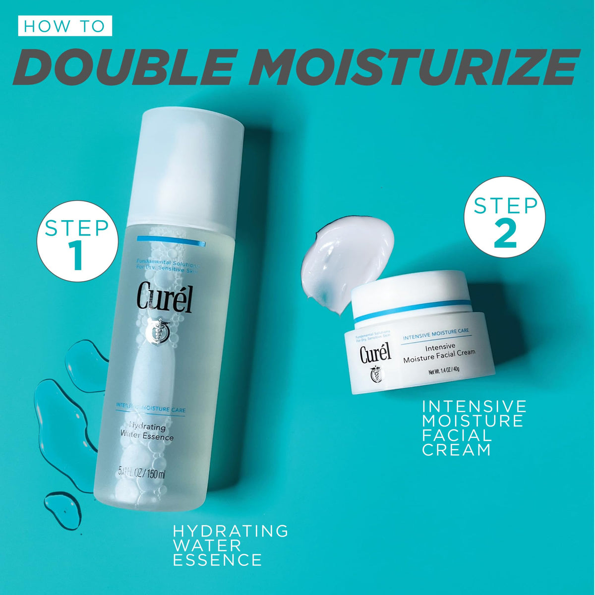 Curel cream applied after essence, illustrates layering for longer hydration