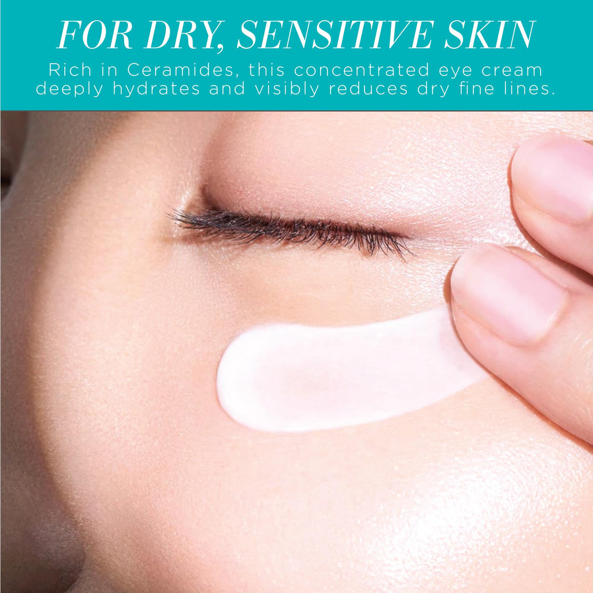 Curel cream texture swatch on skin, illustrates rich ceramide hydration